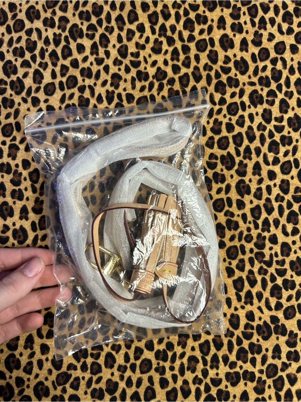 Louis Vuitton Tan Leather Crossbody Strap with Gold Hardware